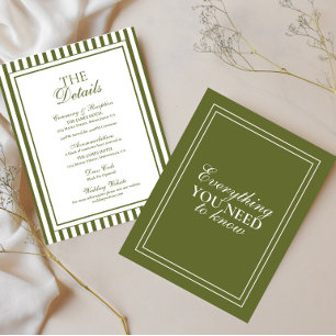 Détails de mariage Olive Green Old Money Encarts