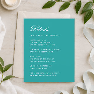 Détails de mariage sarcelle Budget Simple Carte in
