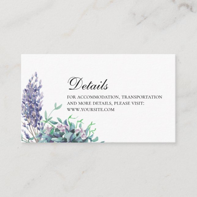 Détails du mariage aux fleurs violettes. Carte d'i (Devant)
