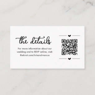 Détails du mariage avec carte de boîtier de code Q