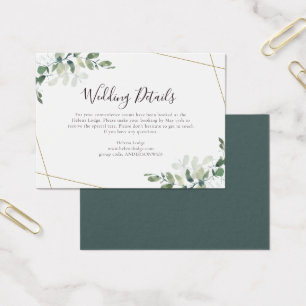 Détails du Mariage BUDGET Carte de boîtier Eucalyp