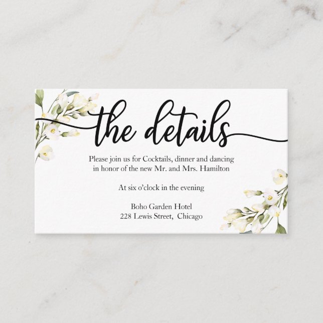 Détails du mariage Carte de boîtier à crème blanch (Devant)