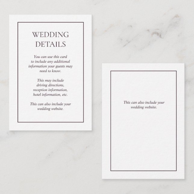 Détails du Mariage de prune violet - Forme Carte d (Devant / Derrière)