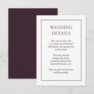 Détails du Mariage de prune violet - Forme Carte d