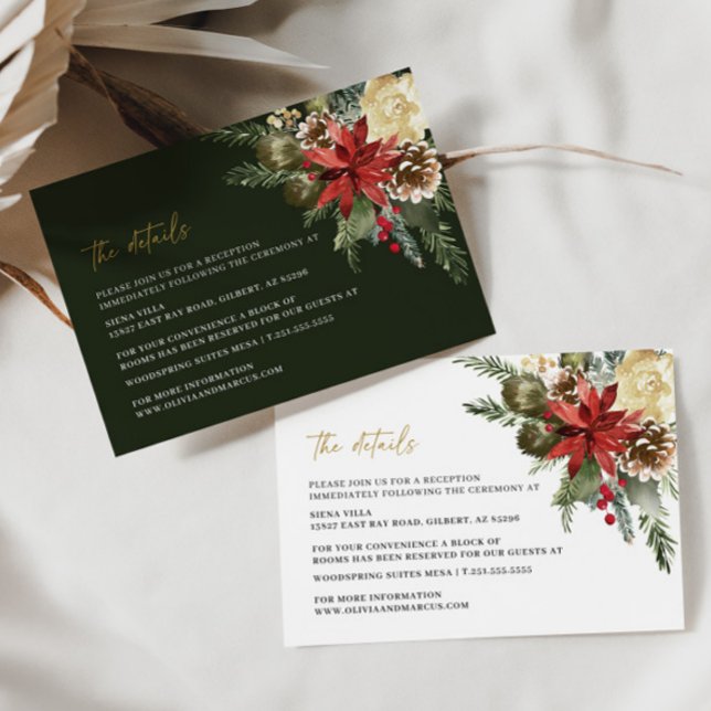 Détails du mariage d'hiver de Noël Carte de clôtur (Details Card 2 Colors)