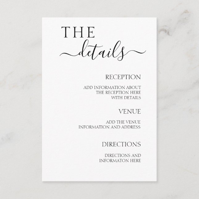 Détails du Mariage Encart Minimaliste Simple (Devant)