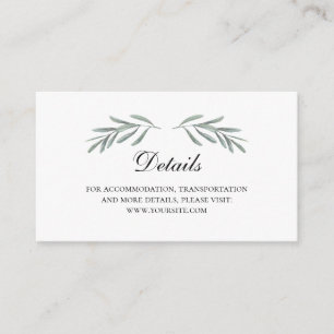 Détails du mariage feuille d'olive. Carte d'insert