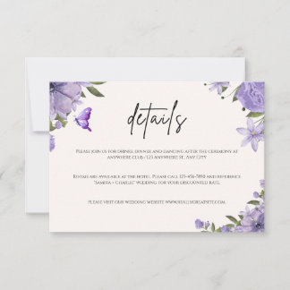 Détails du Mariage Floral Violet Carte de boîtier