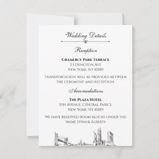 Détails du Mariage New York Skyline sur invitation