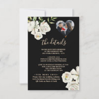 Détails du Mariage noir et blanc Photo Carte de co