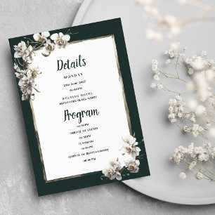 Détails du programme de l'orchidée blanche et or d