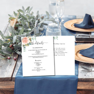 Détails du programme de mariage rose or floral ver