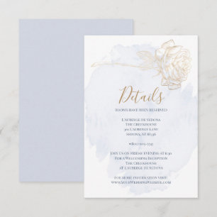 DETAILS Dusty Blue Watercolor Gold Rose Invitation