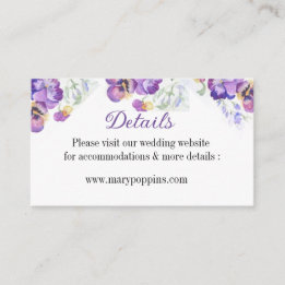 Details floral purpel pansies Enclosure Card