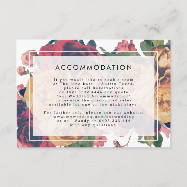 Details INFO Boho Floral Modern Wedding Enclosure Card (Front)