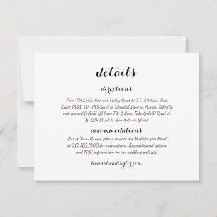 Détails mariage Carte d'itinéraire *Modern Classic