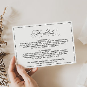 Détails Mariage moderne et simple Insertion Carte