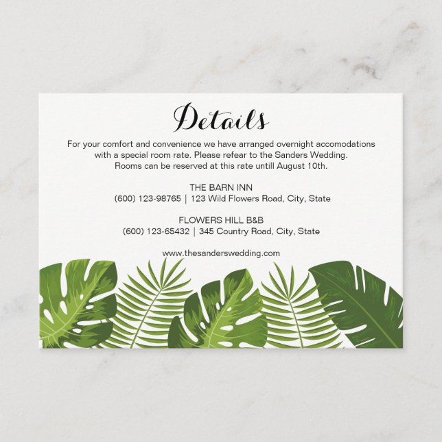 Détails Mariage Tropical insérer modèle de carte (Devant)
