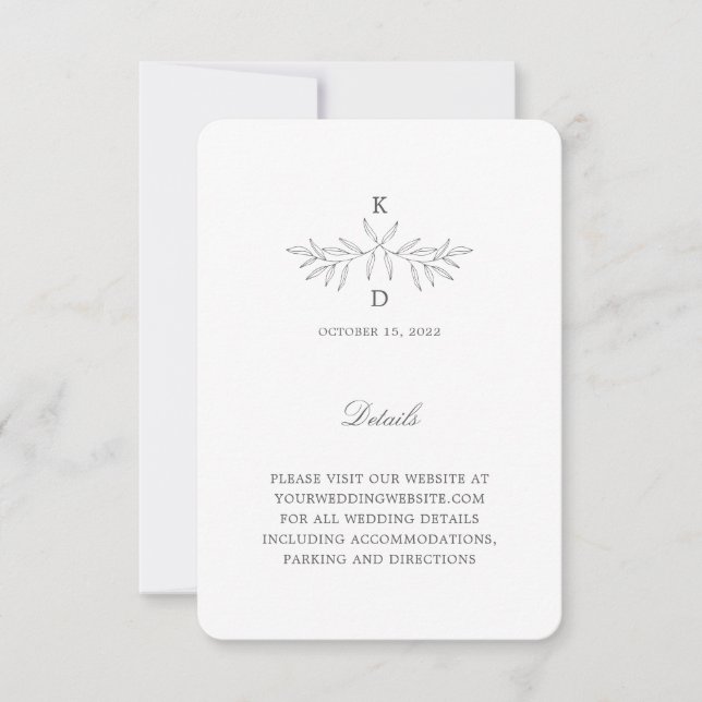 Détails minimal du Mariage Laurel Carte de boîtier (Devant)
