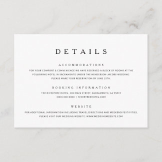 Détails minimaliste du Mariage Mariage Carte de bo