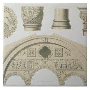 Details of a sculptured arch and columns from St. Tile