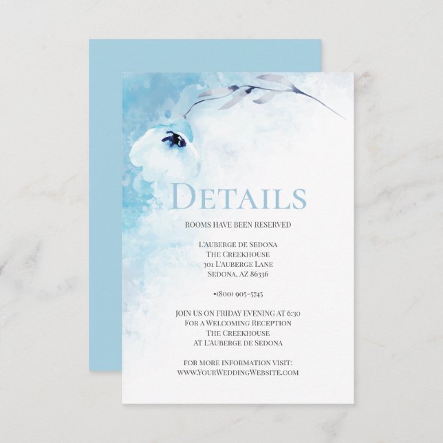 DETAILS | Pale Blue Watercolor Anemone Invitation (Front/Back)
