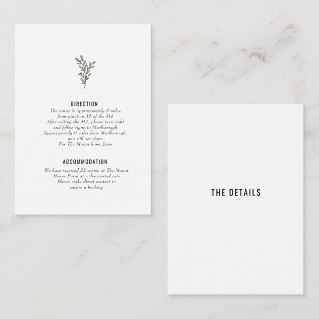 Details Party Reception Enclosure Card (Front/Back)