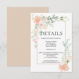 DETAILS Pastel Coral Ivory Floral Spray Invitation
