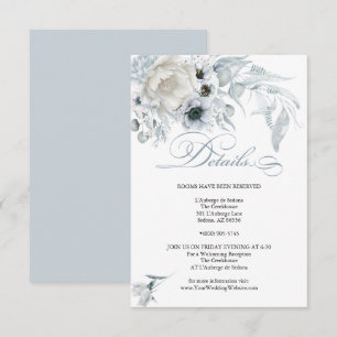 DETAILS Pastel Dusty Blue Flowers Invitation