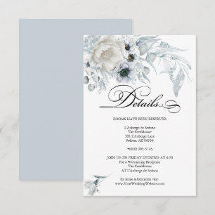 DETAILS Pastel Dusty Blue Flowers Invitation