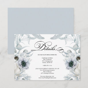DETAILS Pastel Dusty Blue Flowers Invitation