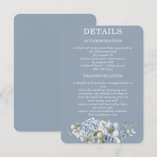 Details Sage Green and Dusty Blue  Invitation (Front/Back)