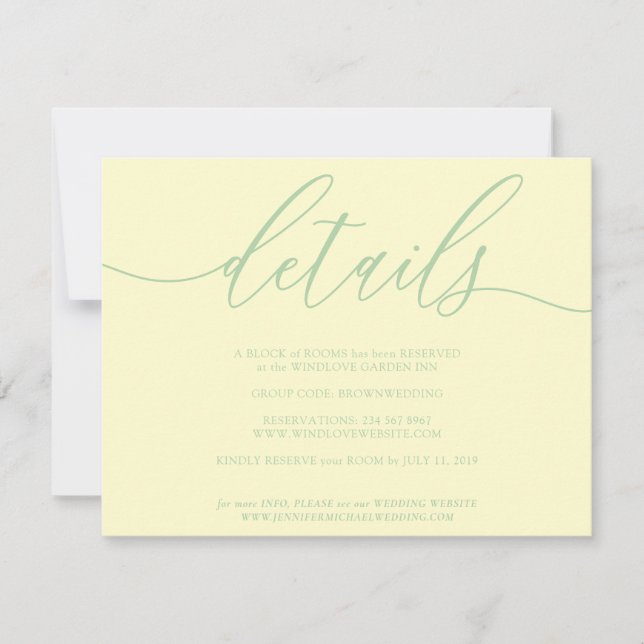 Details Signature Simple Pistachio & Cream RSVP Card (Front)