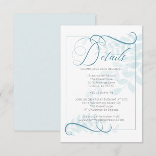 DETAILS Teal Blue Accents Pale Blue Leaves Invitation