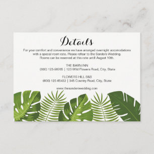Details Tropical Wedding insert card template