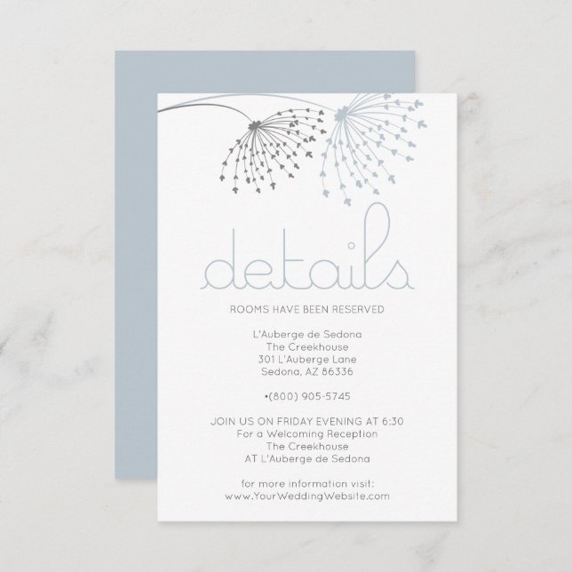 DETAILS | Whimsical Dusty Blue Doodle Flowers Invitation (Front/Back)