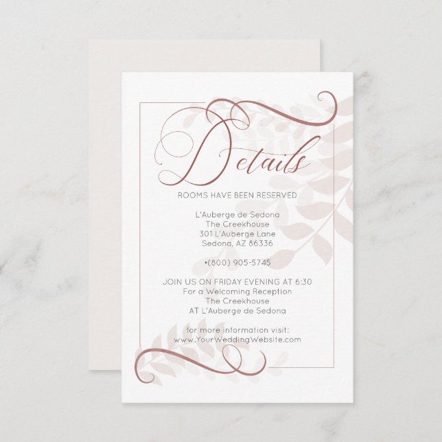 DETAILS | Whimsical Pale Mocha Leaves Spice Accent Invitation (Front/Back)