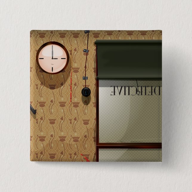 Detective agency 2 inch square button (Front)