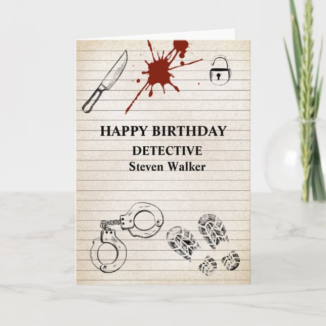 Detective birthday card cold case file (Front)