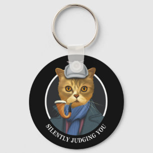 Detective Cat - Silently Judging You Keychain