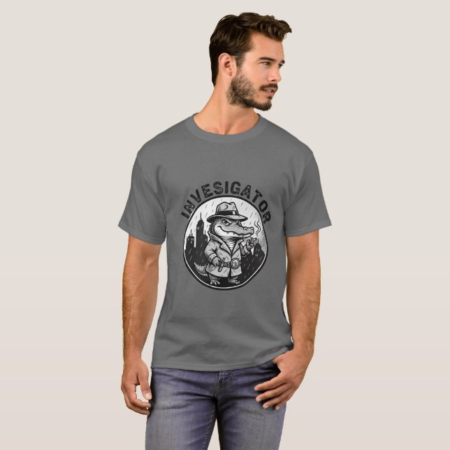 Detective Crocodile Men’s T-Shirt – Funny Gift  (Front Full)