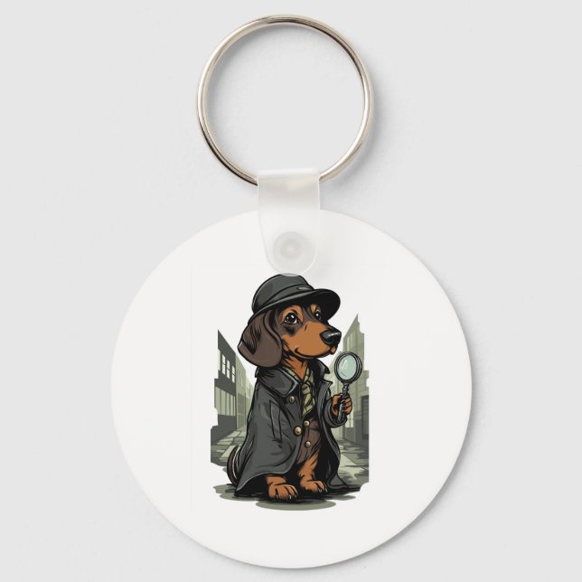 Detective Dachshund � Mystery Solving Dog Keychain (Front)