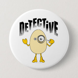 Detective Egghead Text 3 Inch Round Button