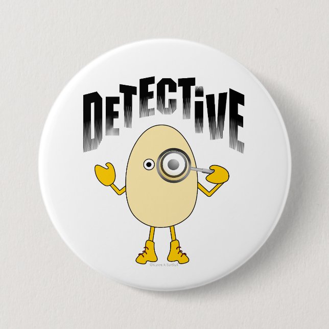 Detective Egghead Text 3 Inch Round Button (Front)