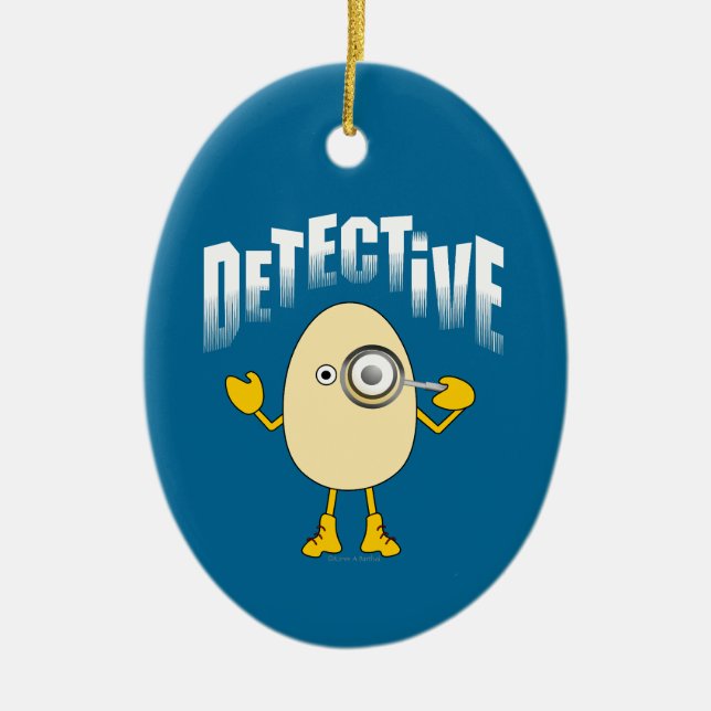 Detective Egghead Text Ceramic Ornament (Front)