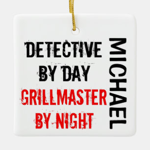 Detective Grillmaster CUSTOM Ceramic Ornament