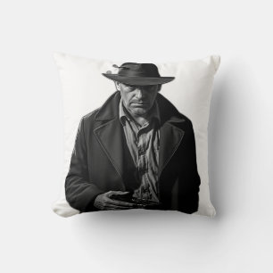Detective in Noir Style Throw Pillow