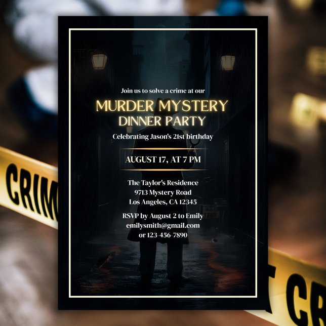 Detective Murder Mystery Dinner Party Birthday Invitation (Creator Uploaded)