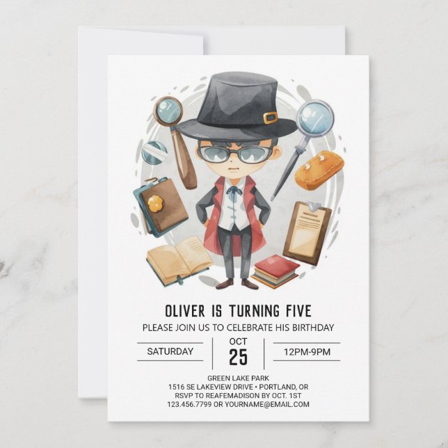 Detective Mystery Spy Glasses Birthday Invitation (Front)