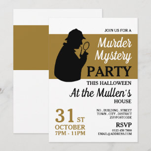 Detective Silhouette, Murder Mystery Halloween Invitation